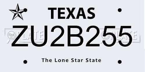 ZU2B255 Texas License Plate
