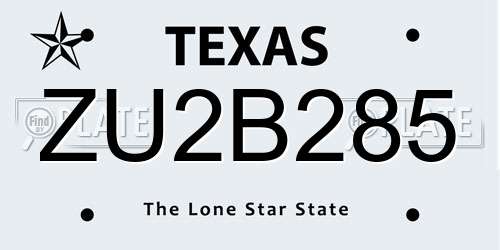 ZU2B285 Texas License Plate