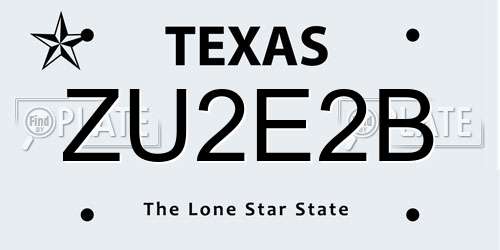 ZU2E2B Texas License Plate