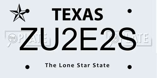 ZU2E2S Texas License Plate