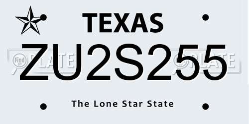 ZU2S255 Texas License Plate