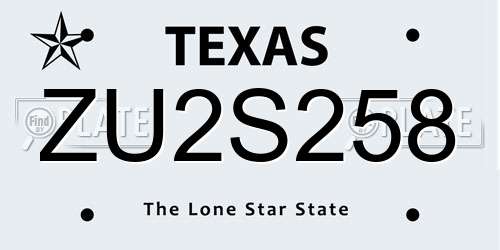 ZU2S258 Texas License Plate