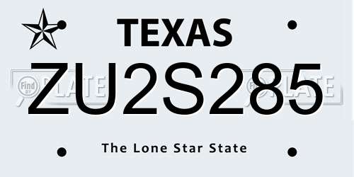 ZU2S285 Texas License Plate