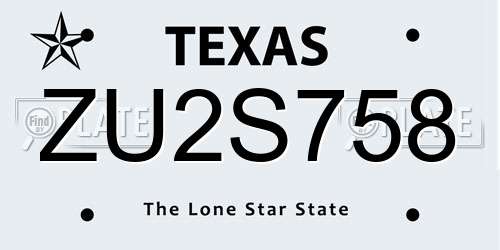 ZU2S758 Texas License Plate