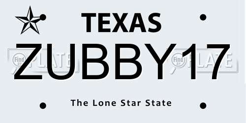ZUBBY17 Texas License Plate