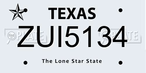 ZUI5134 Texas License Plate