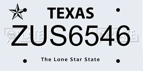 ZUS6546 Texas License Plate