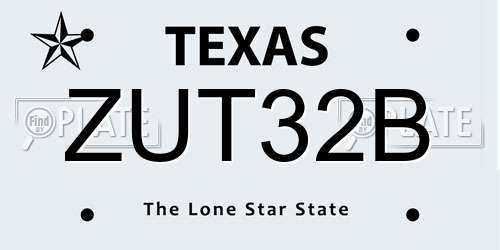 ZUT32B Texas License Plate
