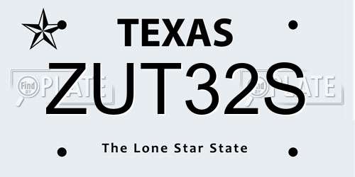 ZUT32S Texas License Plate