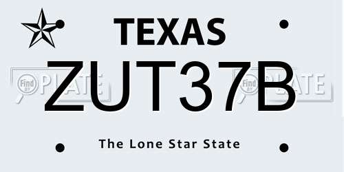ZUT37B Texas License Plate