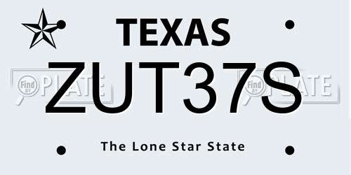 ZUT37S Texas License Plate