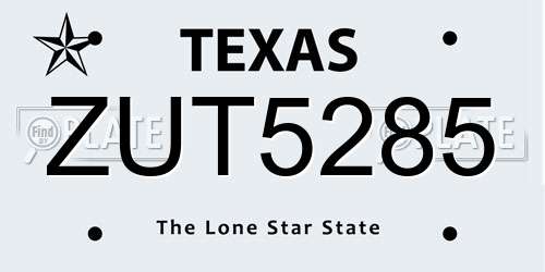 ZUT5285 Texas License Plate