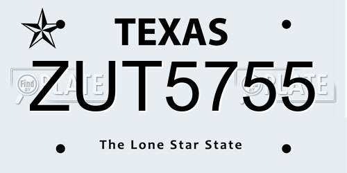 ZUT5755 Texas License Plate