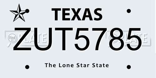 ZUT5785 Texas License Plate