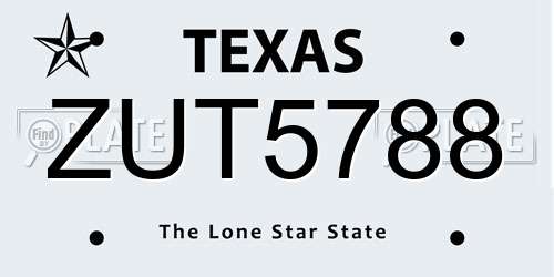 ZUT5788 Texas License Plate
