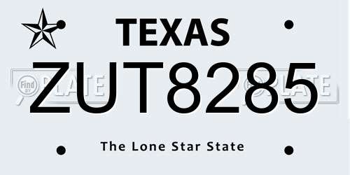 ZUT8285 Texas License Plate