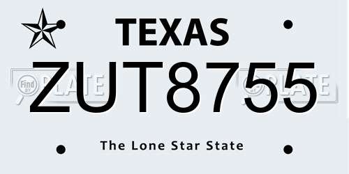 ZUT8755 Texas License Plate