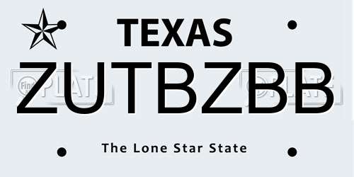 ZUTBZBB Texas License Plate