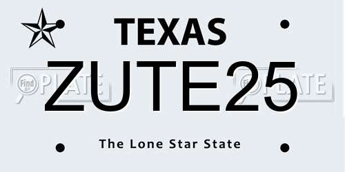 ZUTE25 Texas License Plate