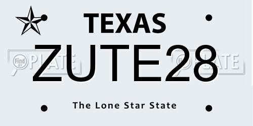 ZUTE28 Texas License Plate