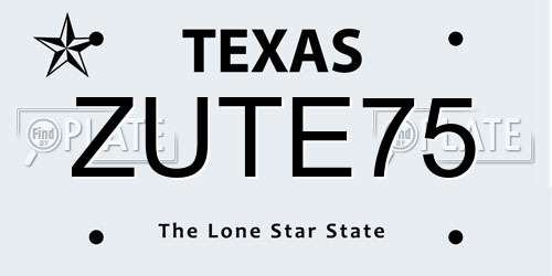 ZUTE75 Texas License Plate