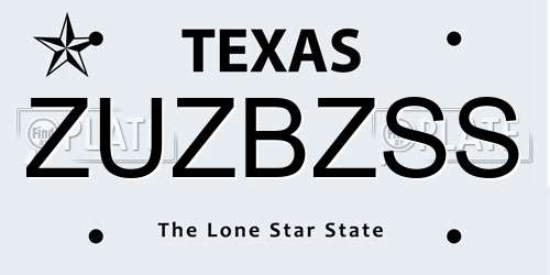 ZUZBZSS Texas License Plate