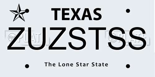 ZUZSTSS Texas License Plate