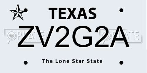 ZV2G2A Texas License Plate