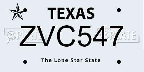 ZVC547 Texas License Plate