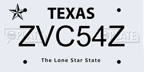 ZVC54Z Texas License Plate