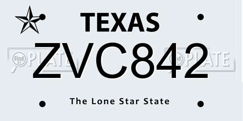 ZVC842 Texas License Plate