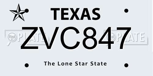ZVC847 Texas License Plate