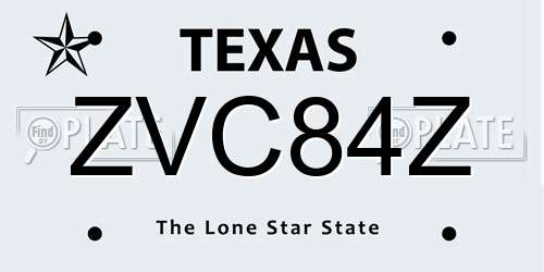 ZVC84Z Texas License Plate