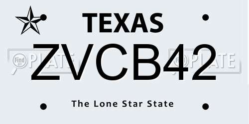 ZVCB42 Texas License Plate