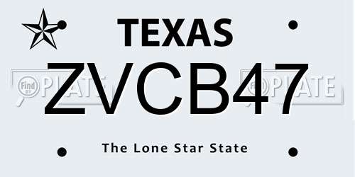 ZVCB47 Texas License Plate