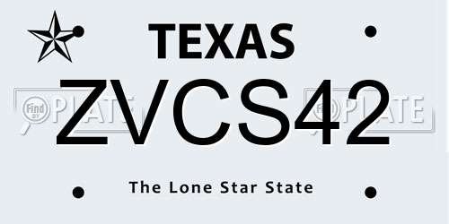 ZVCS42 Texas License Plate