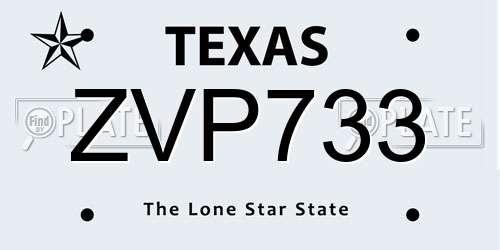 ZVP733 Texas License Plate