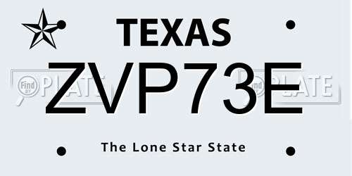 ZVP73E Texas License Plate