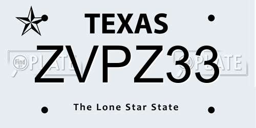 ZVPZ33 Texas License Plate