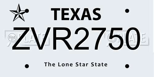 ZVR2750 Texas License Plate