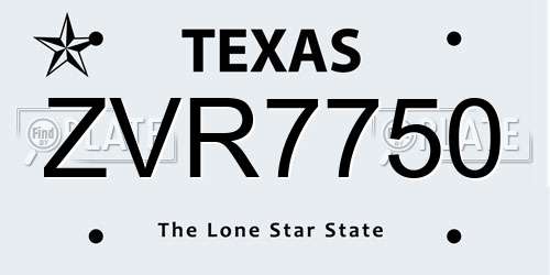 ZVR7750 Texas License Plate