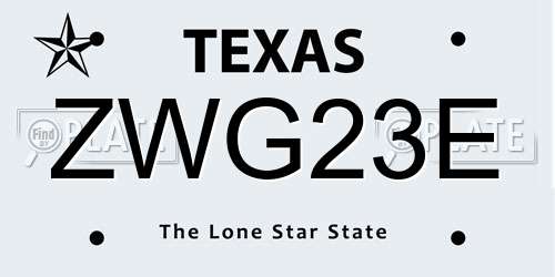 ZWG23E Texas License Plate