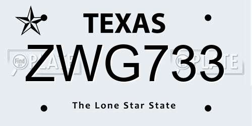ZWG733 Texas License Plate