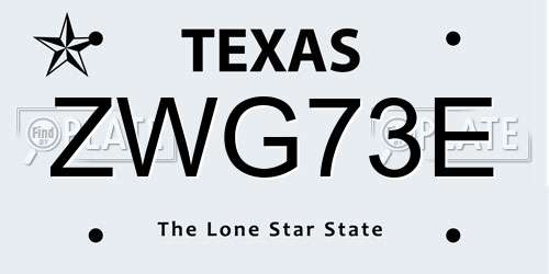 ZWG73E Texas License Plate