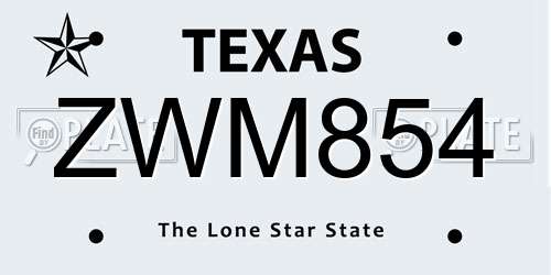 ZWM854 Texas License Plate
