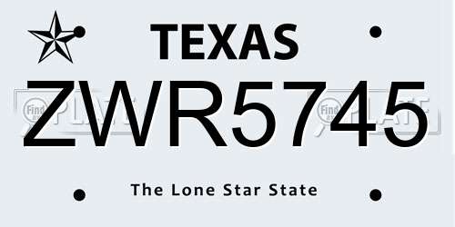 ZWR5745 Texas License Plate