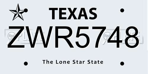 ZWR5748 Texas License Plate