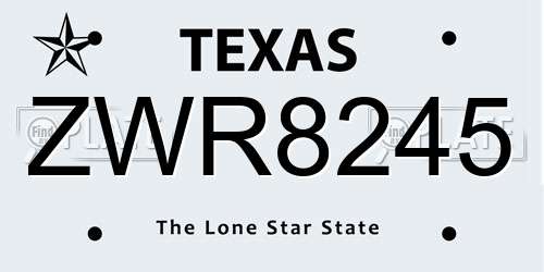 ZWR8245 Texas License Plate