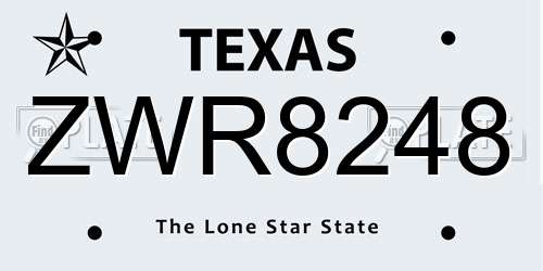 ZWR8248 Texas License Plate