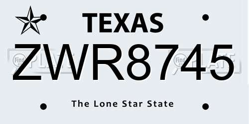 ZWR8745 Texas License Plate